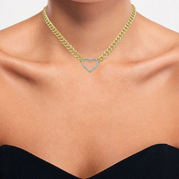 NWT Daniels Jewelers Crystal Heart Gold Chain Choker Necklace